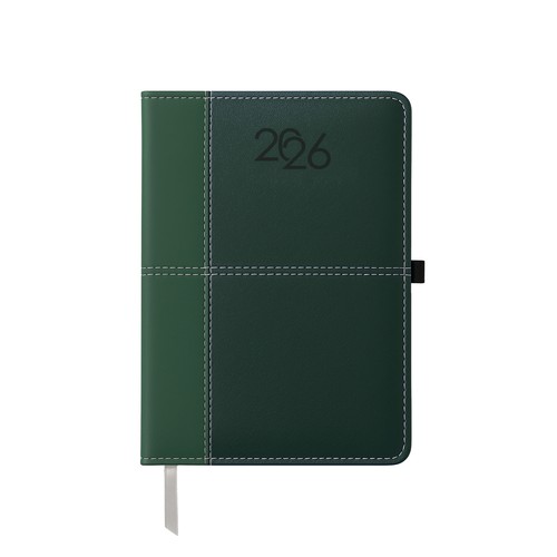 Agenda journalier 2026, couverture rigide en PU thermocollé avec piqûres sur les bords