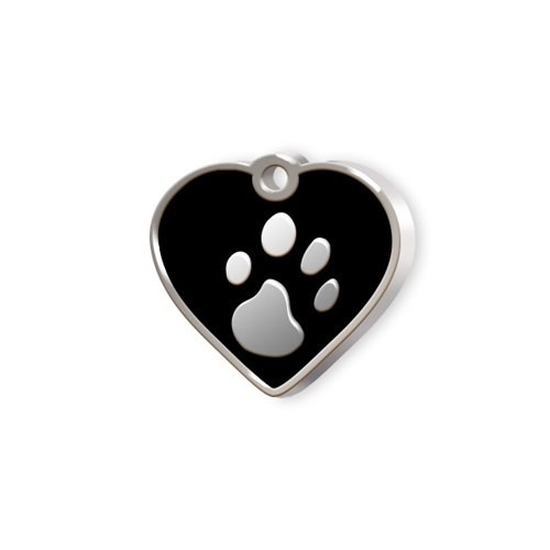 MEDAILLE COEUR MINI NOIR AVEC PATTE