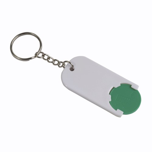 Plastic key ring with shopping trolley token