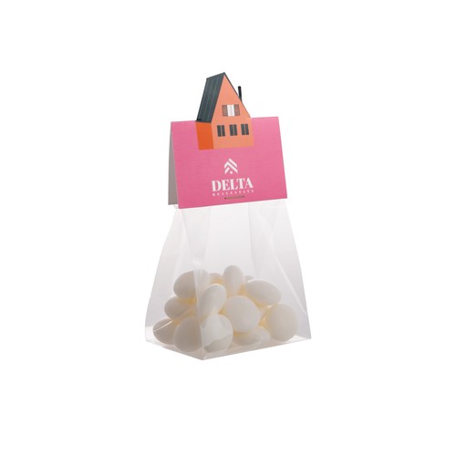 Block bag with header card in your own shape and 50 grams of candy