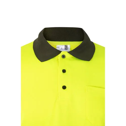 VL VULCAN. Polo bicolore (160g/m²) à manches longues, en polyester (100%)