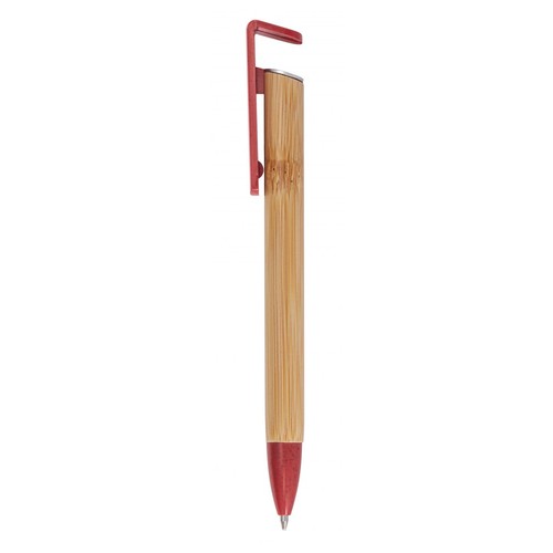STYLO Á BILLE EN BAMBOO PIÈCES EN ROUGE