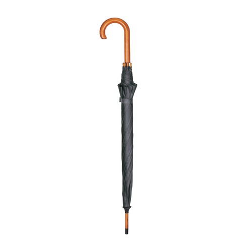 Automatic umbrella with wood shaft, ferrule and handle