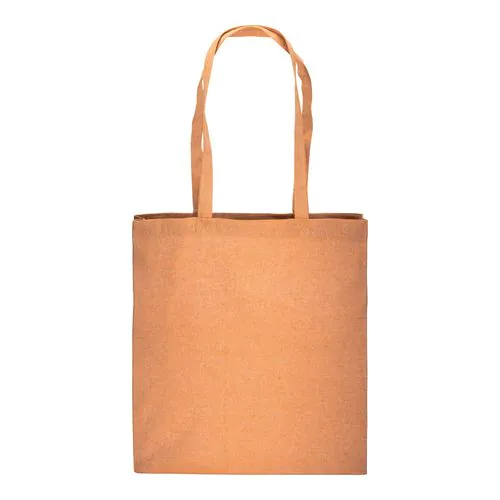 150 g/m2 recycled cotton shopping bag, melange effect, long handles and gusset