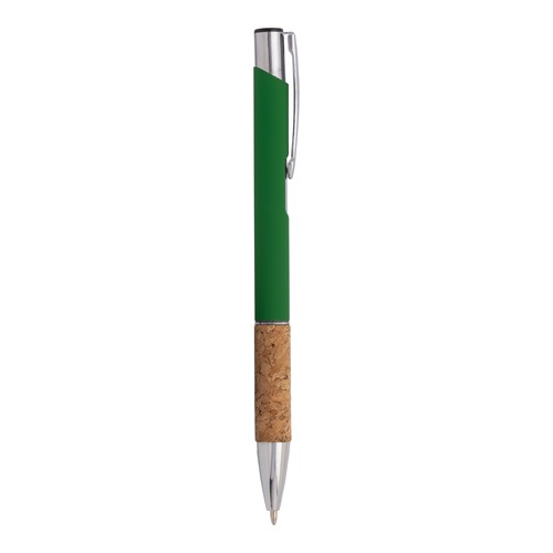 Rubberized alluminium snap pen, cork grip and chrome-plated details