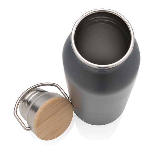Bouteille en acier inoxydable avec couvercle en bambou Bouteille en acier inoxydable avec couvercle en bambou