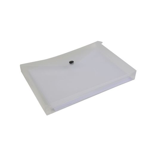 Busta portadocumenti in PP 150 con 1 tasca e chiusura a clip (A5), con soffietto