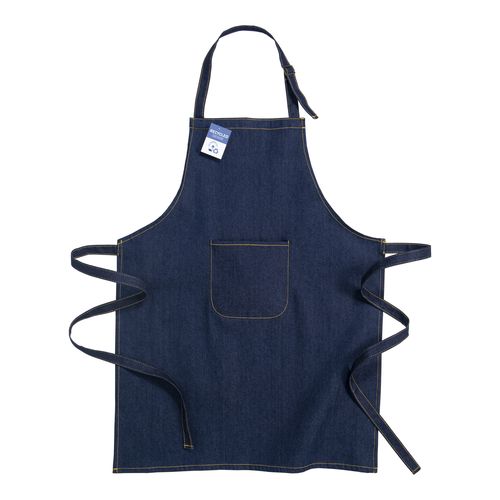 Tablier en tissus denim recyclé avec poche sur le devant