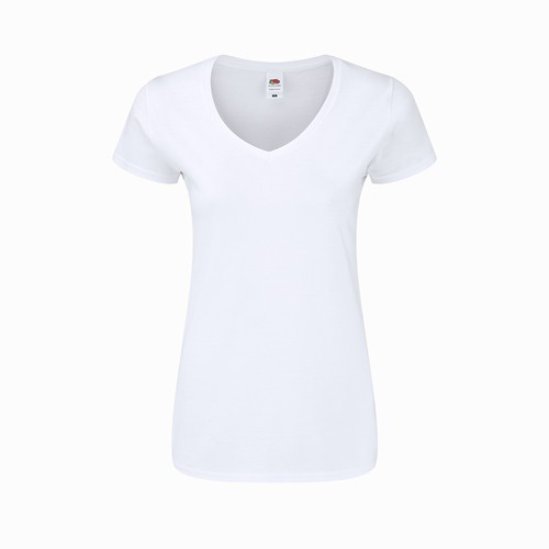 Women White T-Shirt Iconic V-Neck