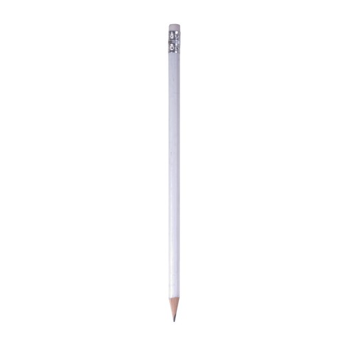 Wooden pencil with graphite lead, cylindrical cross-section and white rubber, sharpened Wooden pencil with graphite lead, cylindrical cross-section and white rubber, sharpened