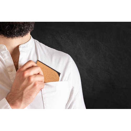 Metal Business Card Holder with cork Surface Metal Business Card Holder with cork Surface