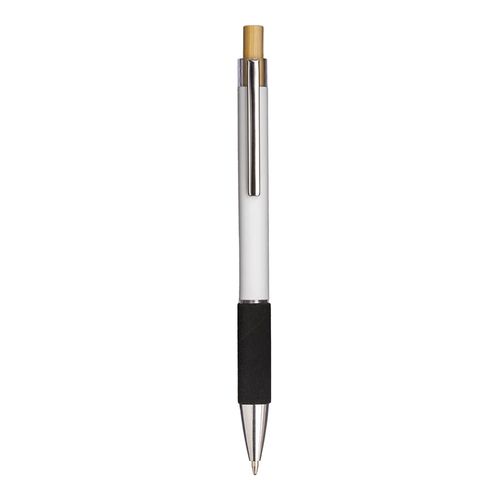 Boligrafo con pulsador de aluminio. Empunadura coloreada efecto aterciopelado Boligrafo con pulsador de aluminio. Empunadura coloreada efecto aterciopelado