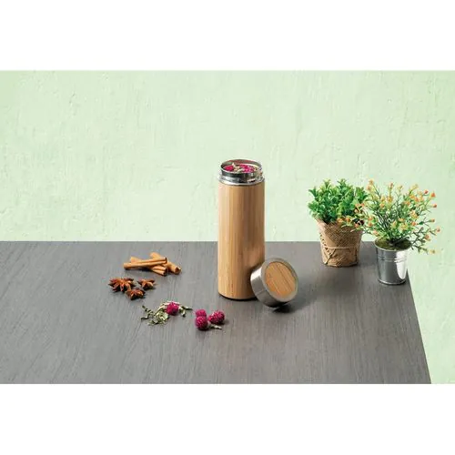 NATUREL. Botella térmica de bambú y acero inoxidable (90% reciclado) 430 Ml NATUREL. Botella térmica de bambú y acero inoxidable (90% reciclado) 430 Ml