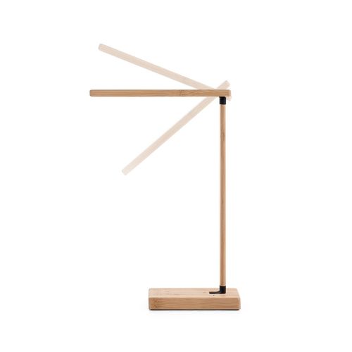 MOREY. Inklapbare bureaulamp met 15W supersnelle draadloos oplader in bamboe MOREY. Inklapbare bureaulamp met 15W supersnelle draadloos oplader in bamboe