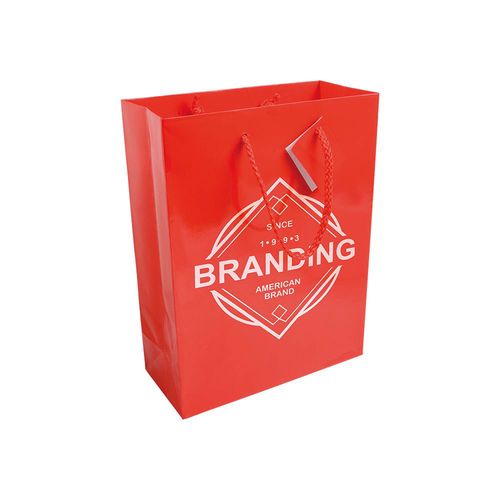 157 g/m2 laminated paper shopping bag with gusset and bottom reinforcement, string handles