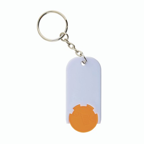 Plastic key ring with shopping trolley token