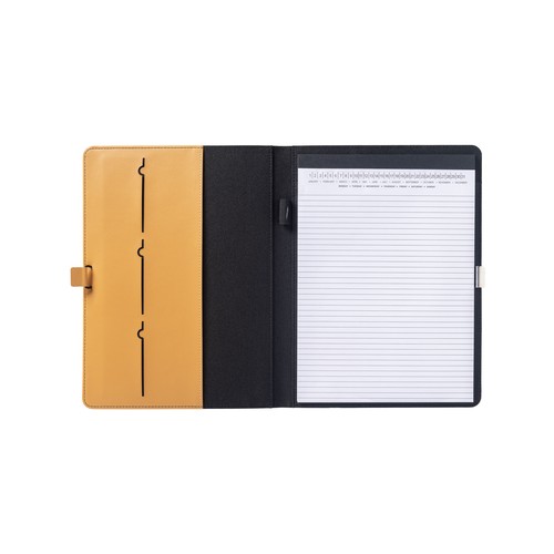 A4 block folder made of R-PET with metal closing hook A4 block folder made of R-PET with metal closing hook