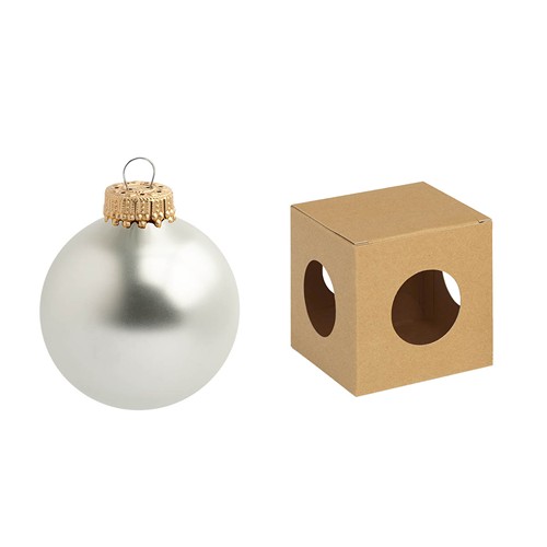 Boule de Noël 8 cm avec tampographie 4-5 couleurs (recto) - en boîte ECO - couronne dorée - MADE IN GERMANY
