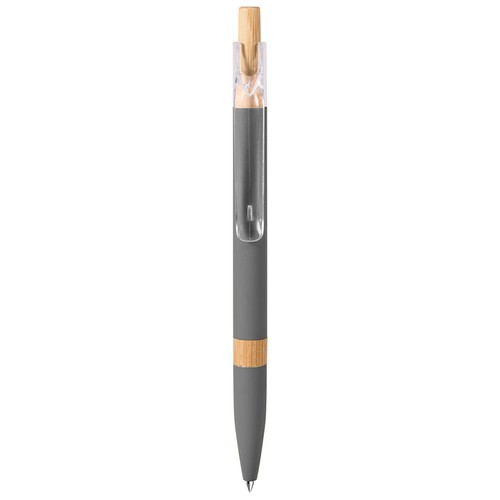 STYLO À BILLE AVEC RECHARGE BLEUE EN ALUMINIUM RECYCLÉ SOFT TOUCH ET BAMBOU