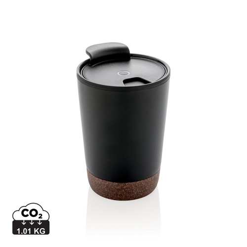 GRS gerecycled PP en roestvrijstalen kurk koffiebeker GRS gerecycled PP en roestvrijstalen kurk koffiebeker