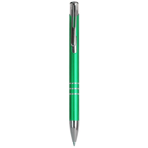 Penna a scatto in metallo con decorazione a 3 anelli e particolari cromati Penna a scatto in metallo con decorazione a 3 anelli e particolari cromati