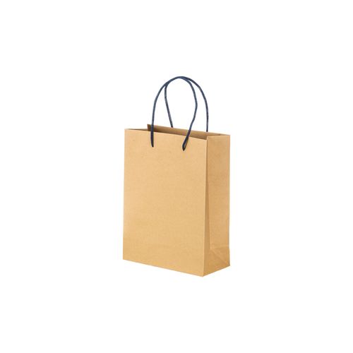 150 g/m2 natural recycled paper bag with gusset and short colored handles