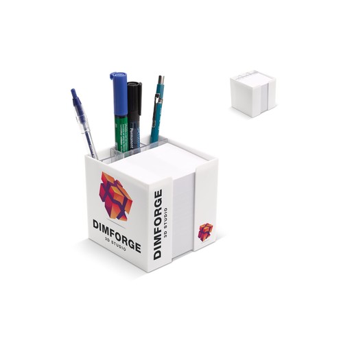 Bloque de notas 10x10x10cm  en caja de cubo con compartimentos para artículos