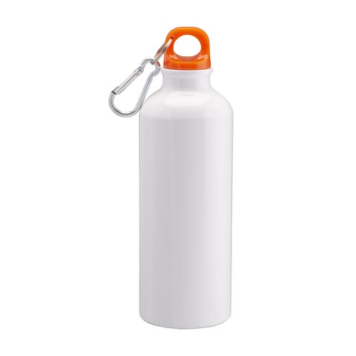Bidon de aluminio con mosquetón, 500ml. Adecuado para sublimación Bidon de aluminio con mosquetón, 500ml. Adecuado para sublimación