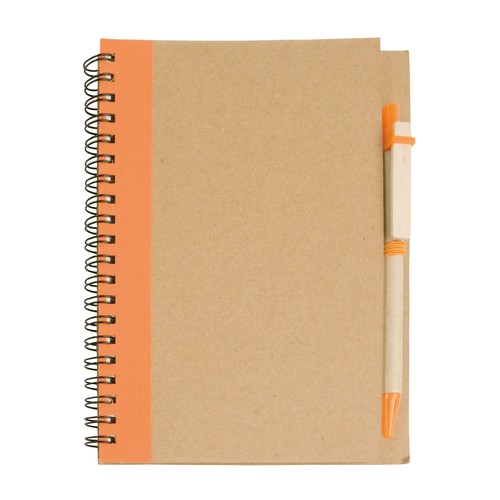 Ecycled-paper ring-bound notebook, blank sheets (70 pages) with cardboard pen