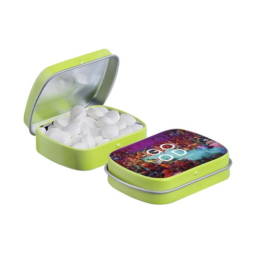 Mini scharnierblikje gevuld met pepermunt