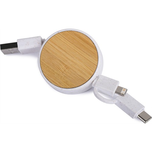 CABLE 3 EN 1 POUR CHARGER EN BAMBOU ET PAILLE DE BLÉ + ABS CABLE 3 EN 1 POUR CHARGER EN BAMBOU ET PAILLE DE BLÉ + ABS