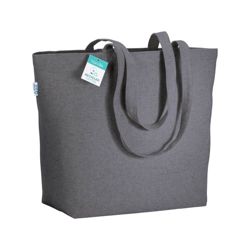 Tote-bag avec soufflet à la base en coton recyclé 280 g/m2, anses longues Tote-bag avec soufflet à la base en coton recyclé 280 g/m2, anses longues