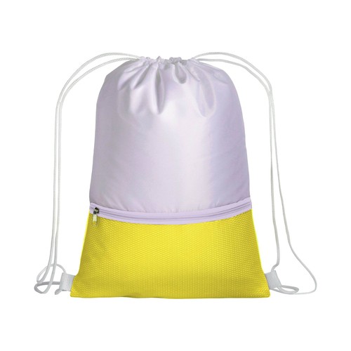 210T polyester backpack with coloured zip pocket and drawstring closure