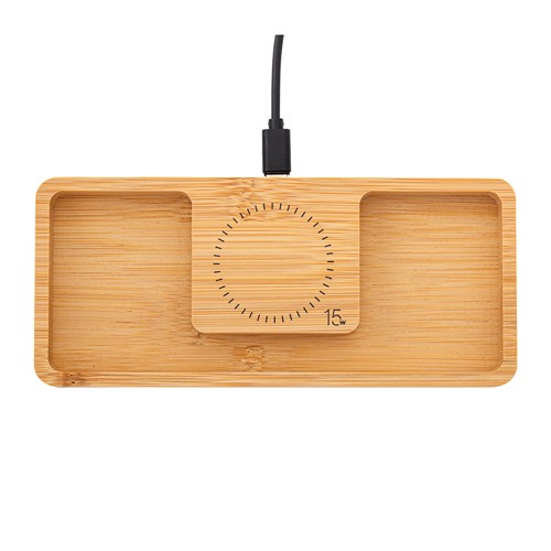 Desktop Organizer with wireless charger REEVES-BAMBOOCHARGE