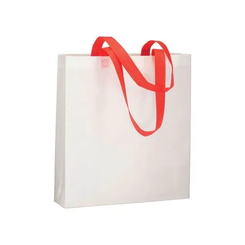 Bolsa de tejido sin tejer termosoldado (80 g/m2), asas largas y fuelle Bolsa de tejido sin tejer termosoldado (80 g/m2), asas largas y fuelle