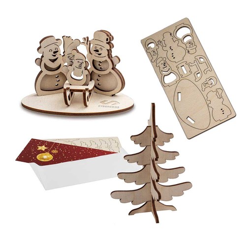 3D wooden-puzzle card - fir tree wood-felt 3D wooden-puzzle card - fir tree wood-felt