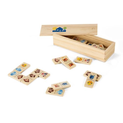 DOMIN. Wooden domino game DOMIN. Wooden domino game