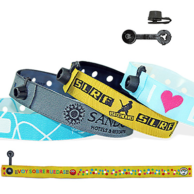 Woven wristbands with plastic round clip closure, Nice Woven wristbands with plastic round clip closure, Nice