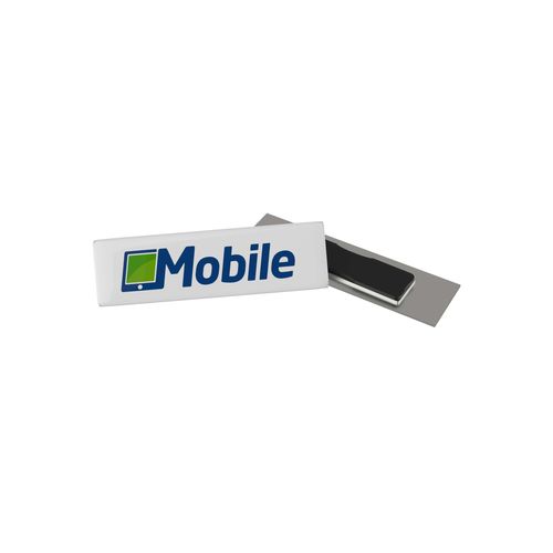 Badge Megan Metal, Rectangular, 74 x 20 mm, Magnet, Doming in full color Badge Megan Metal, Rectangular, 74 x 20 mm, Magnet, Doming in full color
