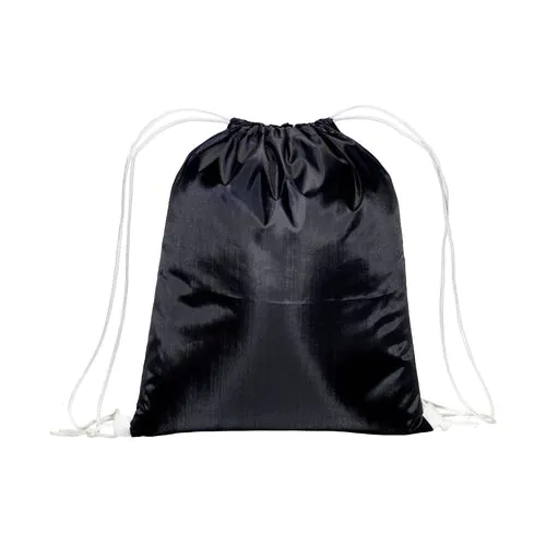 210T black polyester backpack with choke closure and colored cords 210T black polyester backpack with choke closure and colored cords