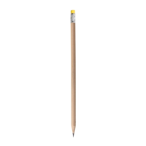 Crayon HB en bois naturel avec mine graphite avec gomme de couleur (trempée)