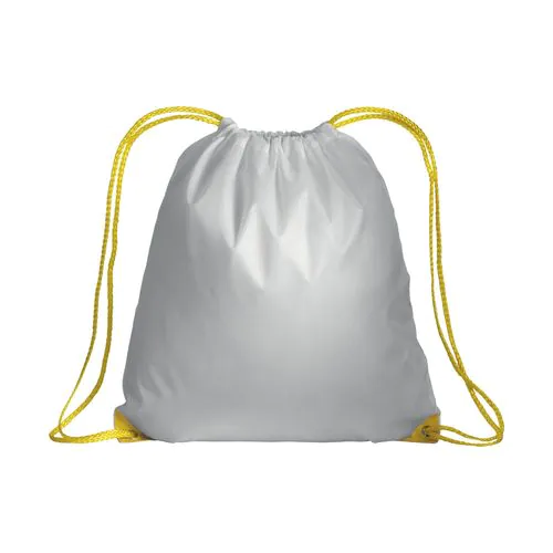 White 210T polyester backpack with drawstring closure, reinforced corners White 210T polyester backpack with drawstring closure, reinforced corners