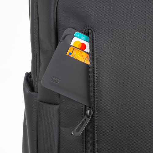 Anti-RFID card holder made of soft PU. With six card compartments and RFID logo Anti-RFID card holder made of soft PU. With six card compartments and RFID logo