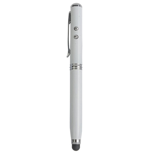 Multifunctional metal pen with LED light, laser and touchscreen rubber tip Multifunctional metal pen with LED light, laser and touchscreen rubber tip