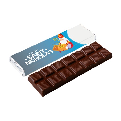 Milk chocolate bar with wrapper