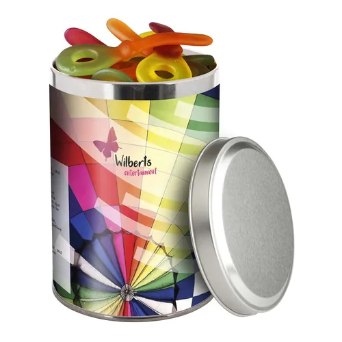 Large tin 1.3 liters, filled with candy Large tin 1.3 liters, filled with candy