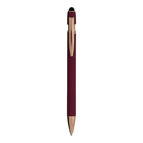 Penna a scatto in alluminio gommato con gommino per touch screen Penna a scatto in alluminio gommato con gommino per touch screen
