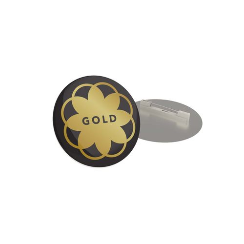 Badge Megan Metal, Round, 50 mm, Needle, Doming in full color Badge Megan Metal, Round, 50 mm, Needle, Doming in full color