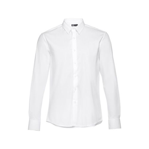 THC PARIS WH. Camicia da uomo in popeline a maniche lunghe. colore bianco THC PARIS WH. Camicia da uomo in popeline a maniche lunghe. colore bianco