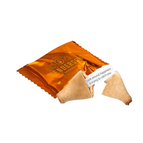 Fortune cookie in printed foil Fortune cookie in printed foil